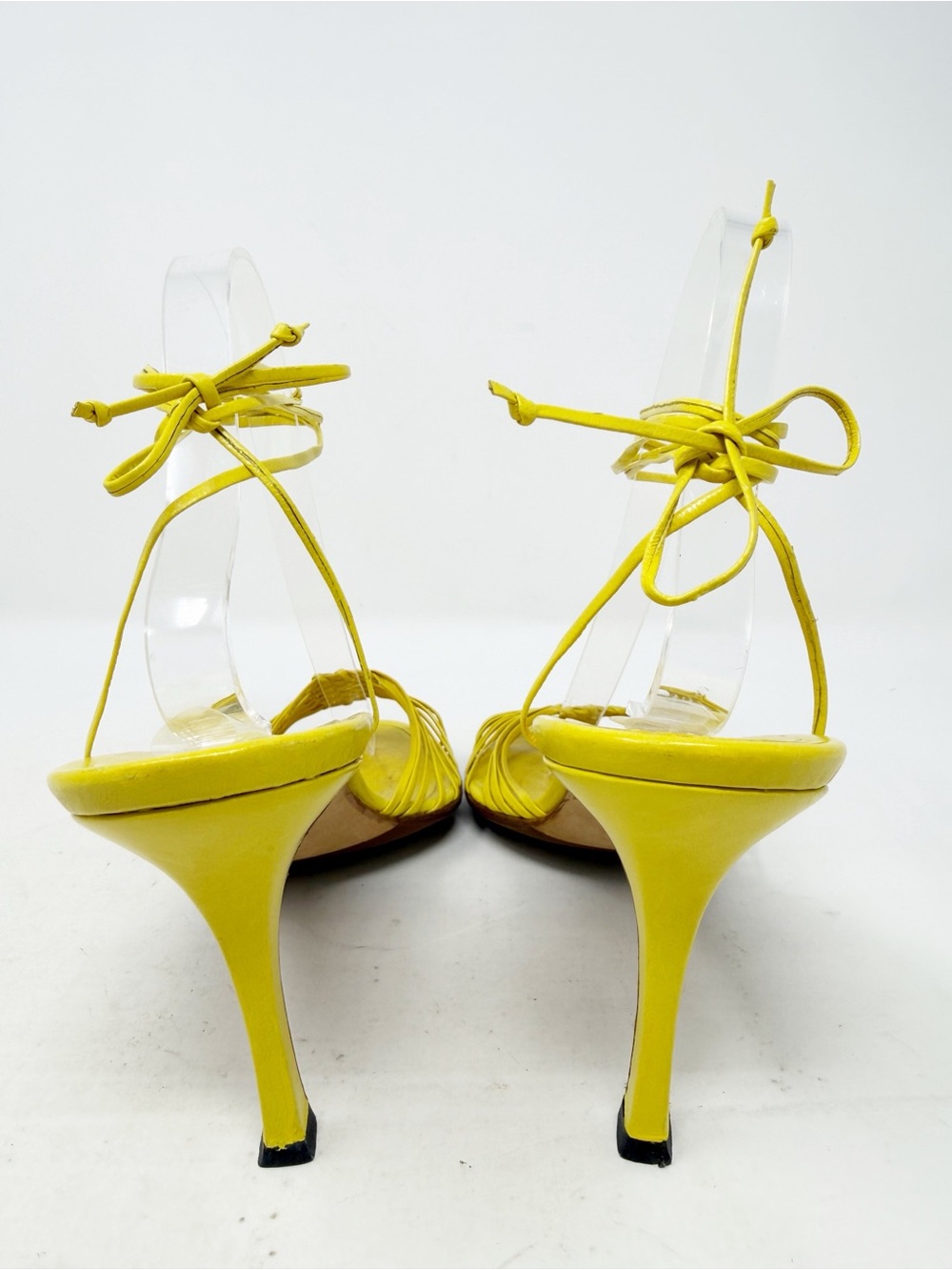 Manolo Blahnik Woven Strappy Heels Yellow Womens Size EU 40.5 - Picture 4 of 9